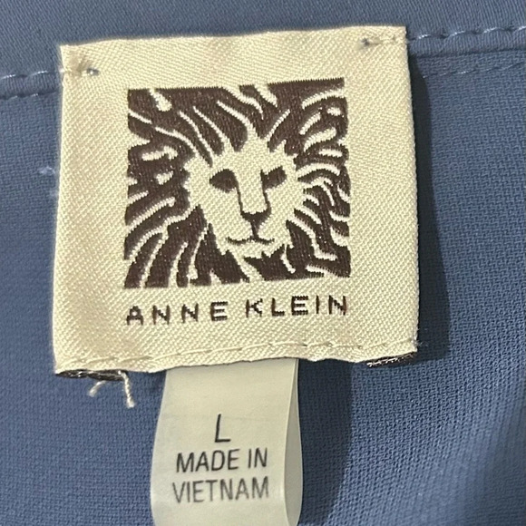 ANNE KLEIN BLUE OPEN FRONT LONG CAREER JACKET SIZE L - Picture 3 of 6